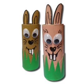 Osterhase aus Klopapier-Rolle – Basteln mit Kindern