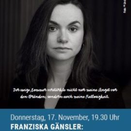 Lesung mit Franziska Gänsler aus “Ewig Sommer” am 17.11.2022